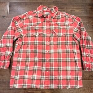 Levis Pearl Snap Flannel Western Plaid Shirt Women Medium Ranch